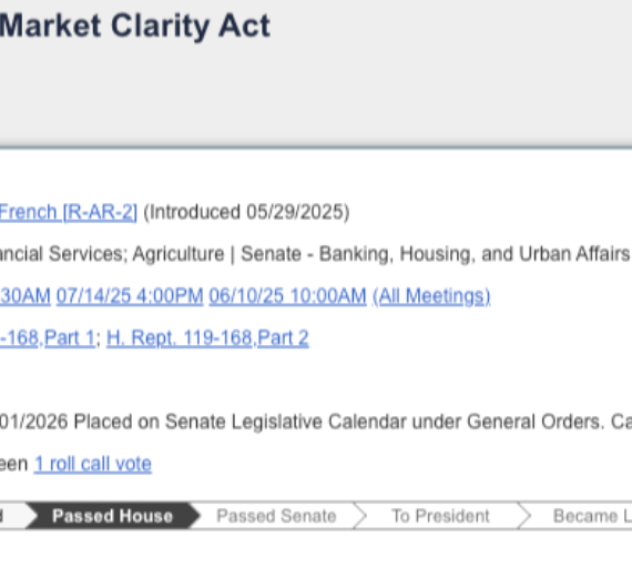 CLARITY Act Added to U.S. Senate Agenda, Marking Key Step for Crypto Market Regulation
